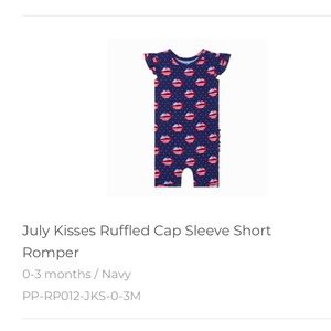 *NWT* POSH PEANUT July Kisses Capped Sleeve Romper (0-3 months)